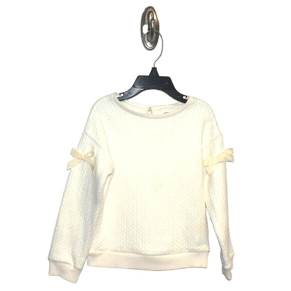 7 For All Mankind Baby Girl Crew Bow Long Sleeve Sweater in Marshmellow 24 MThs - Picture 1 of 4